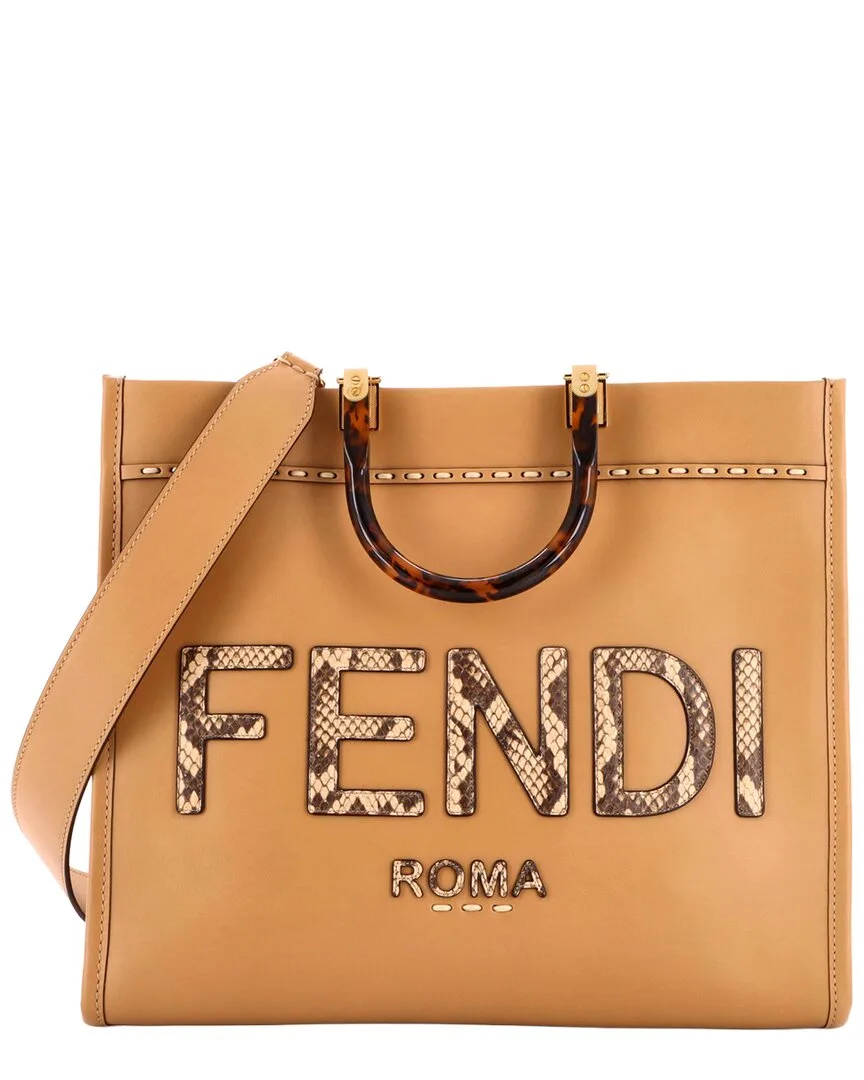 Leather & Snakeskin Sunshine Shopper Tote Medium (authentic Pre-Loved) by FENDI