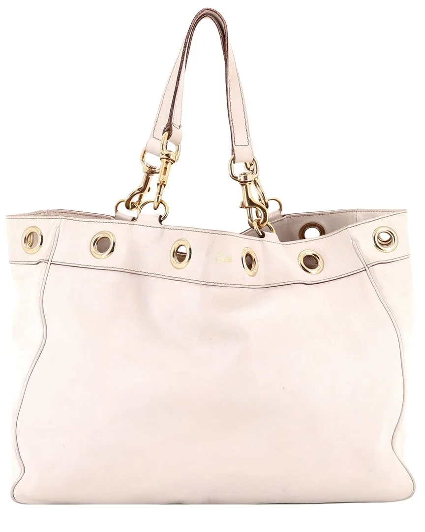 White Leather Positano Tote Large (authentic Pre-Loved) by Gucci