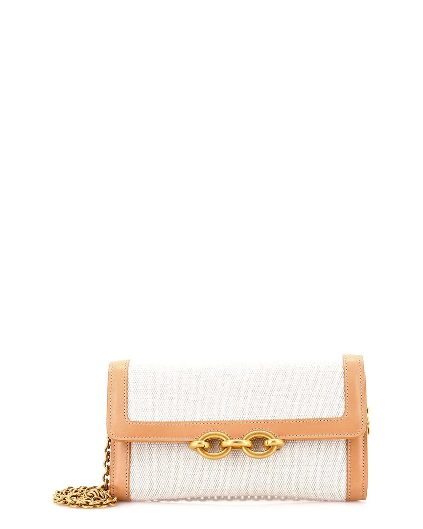 Beige Canvas & Leather Le Maillon Chain Wallet (authentic Pre-Loved) by Saint Laurent