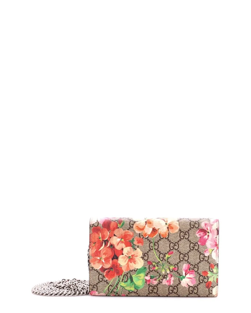Blooms Print Gg Coated Canvas Chain Wallet (authentic Pre-Loved) by Gucci