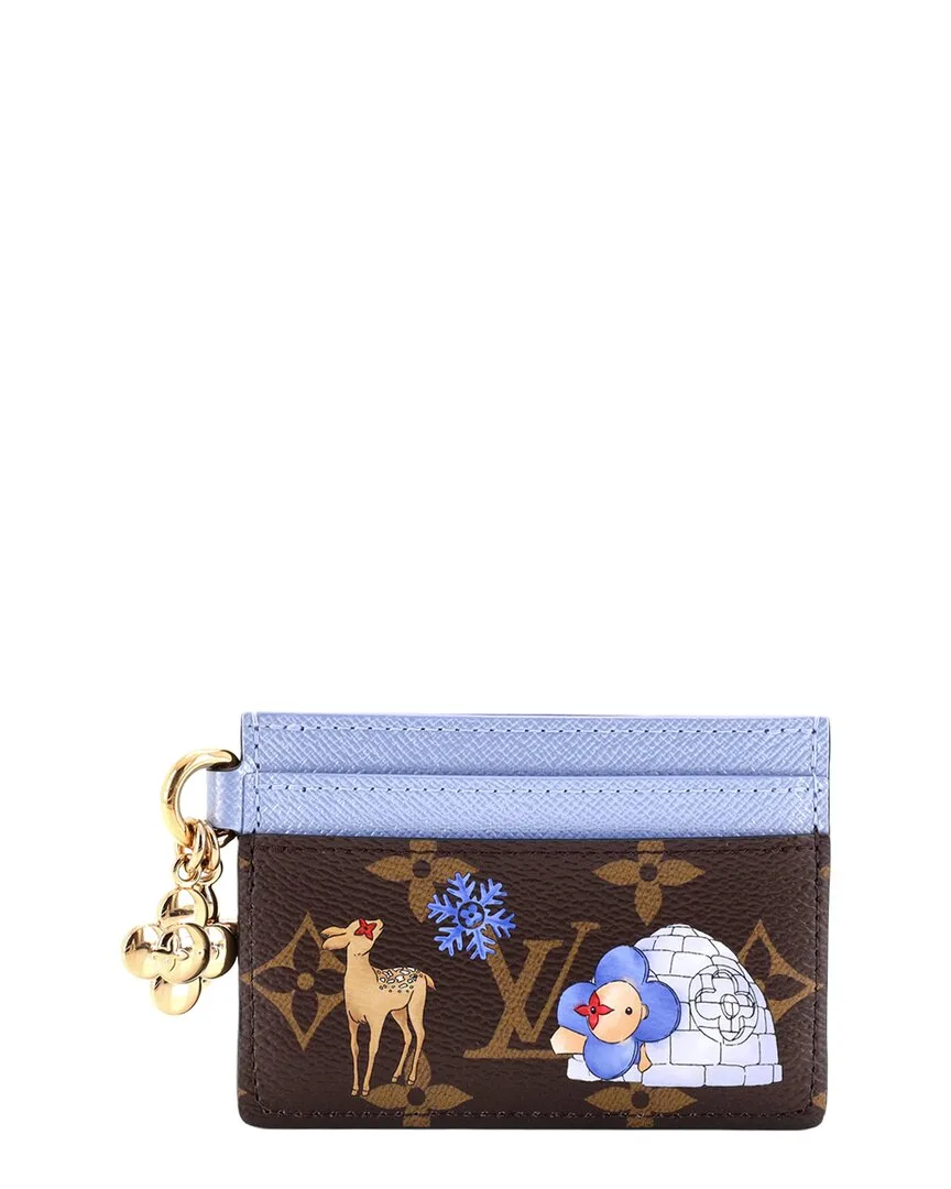 Purple Christmas Animation Monogram Canvas LV Charms Card Holder (authentic Pre-Loved) by Louis Vuitton