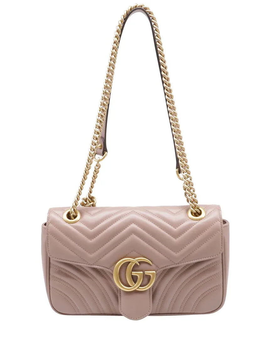Pastel Pink Leather GG Marmont Shoulder Bag (authentic Pre-Loved)