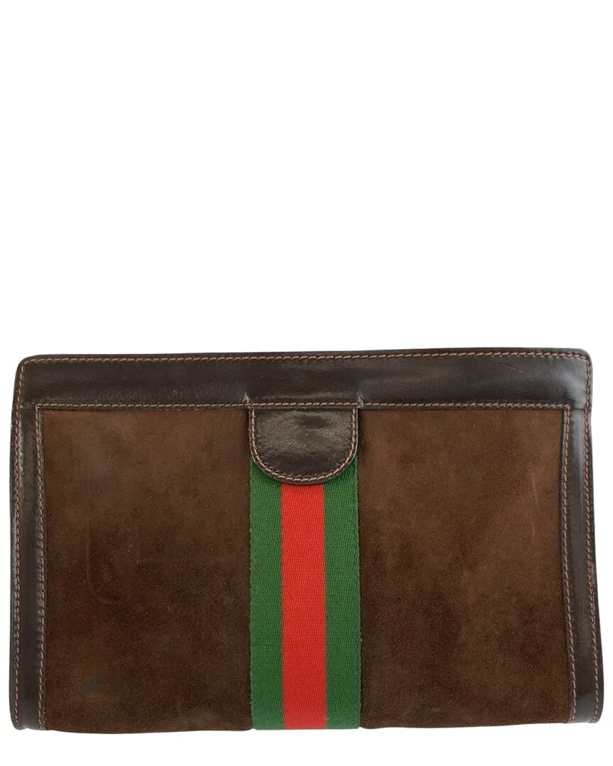 Suede Shelley Line Clutch (authentic Pre-Loved) by Gucci