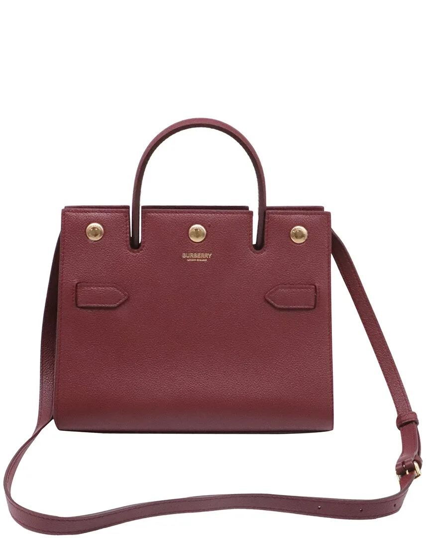 Burgundy Leather Mini Title Top Handle Bag (authentic Pre-Loved) by Burberry