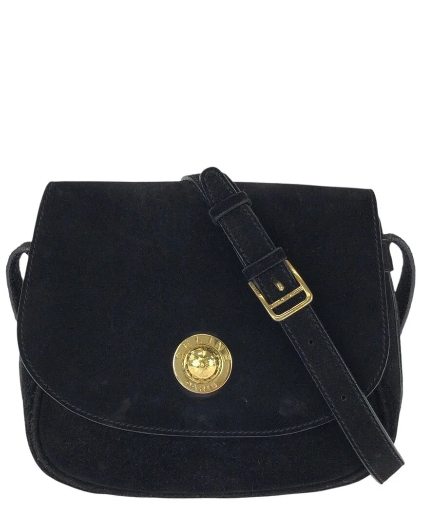Black Suede Star Ball Shoulder Bag (authentic Pre-Loved) by Celine