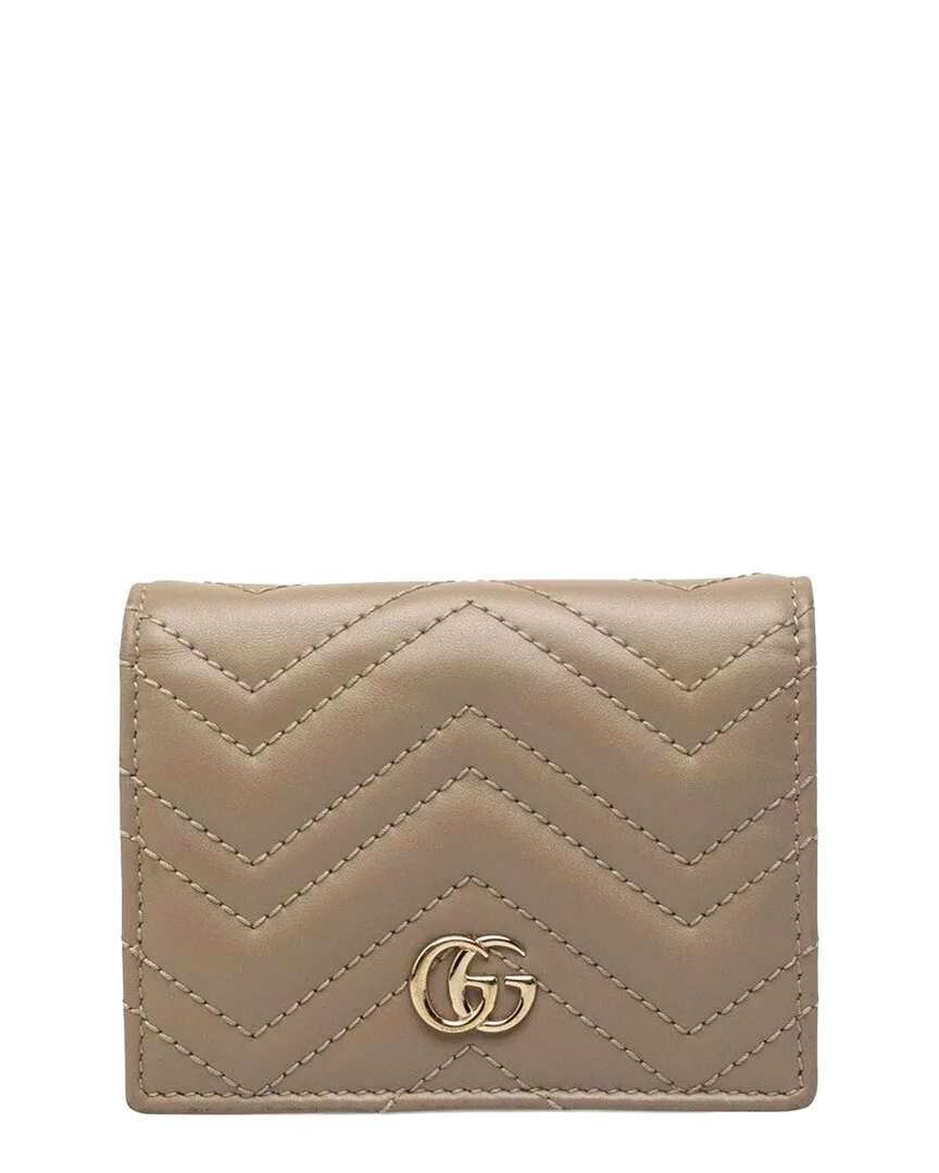 Beige Others Gg Marmont Compact Bifold Wallet (authentic Pre-Loved)