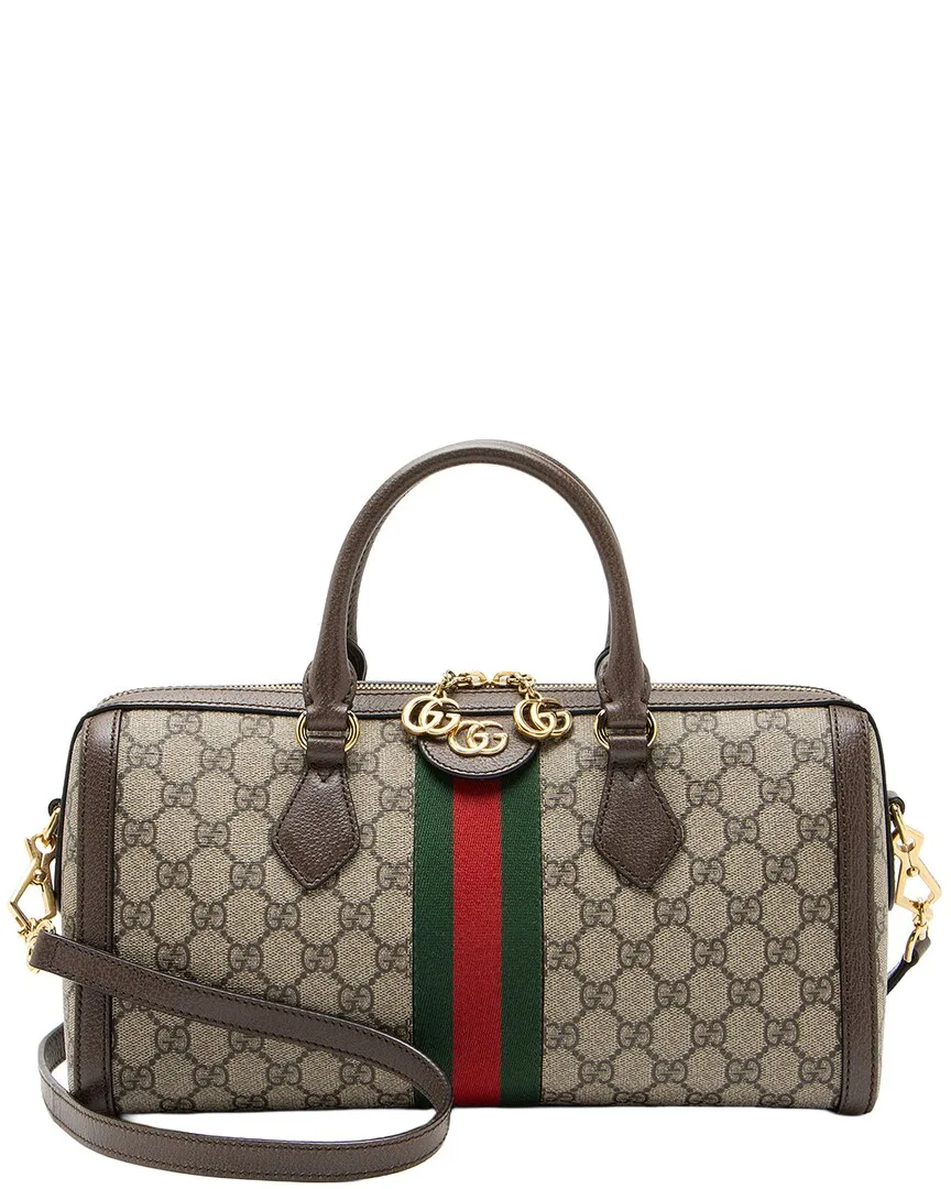 Beige & Brown Gg Supreme Canvas & Leather Ophidia Medium Bostonbag (authentic Pre-Loved) by Gucci