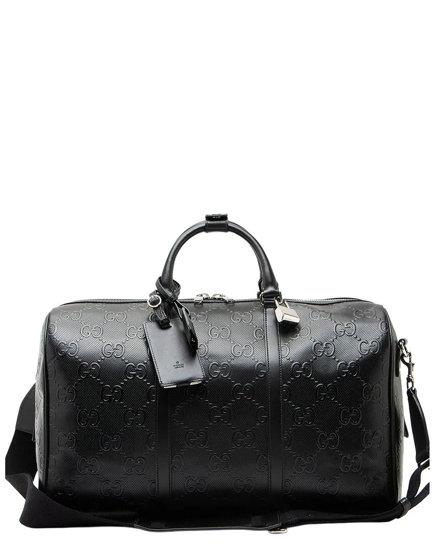 Embossed Leather & Nylon Medium Boston Duffle (authentic Pre-Loved) by Gucci