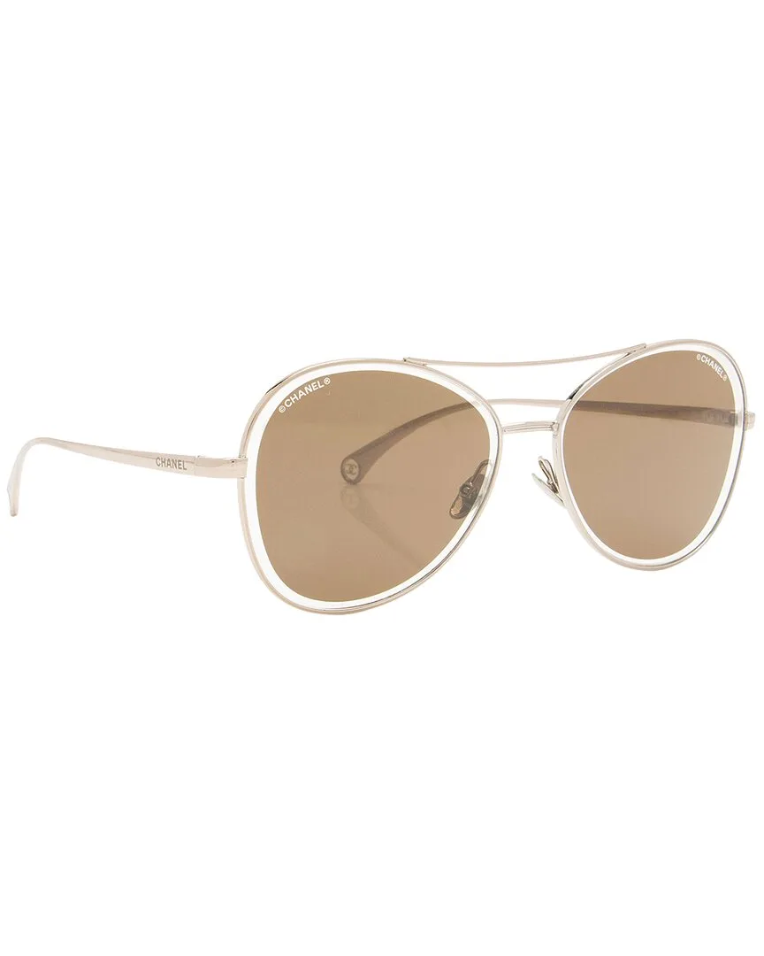 Silver Aviator 55Mm Sunglasses (authentic Pre-Loved) by CHANEL