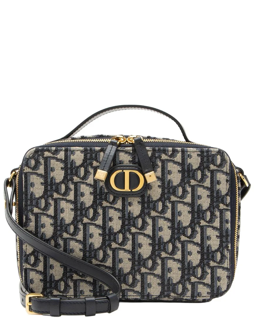 Blue Leather Oblique 30 Montaigne Box Top Handle (authentic Pre-Loved) by Dior