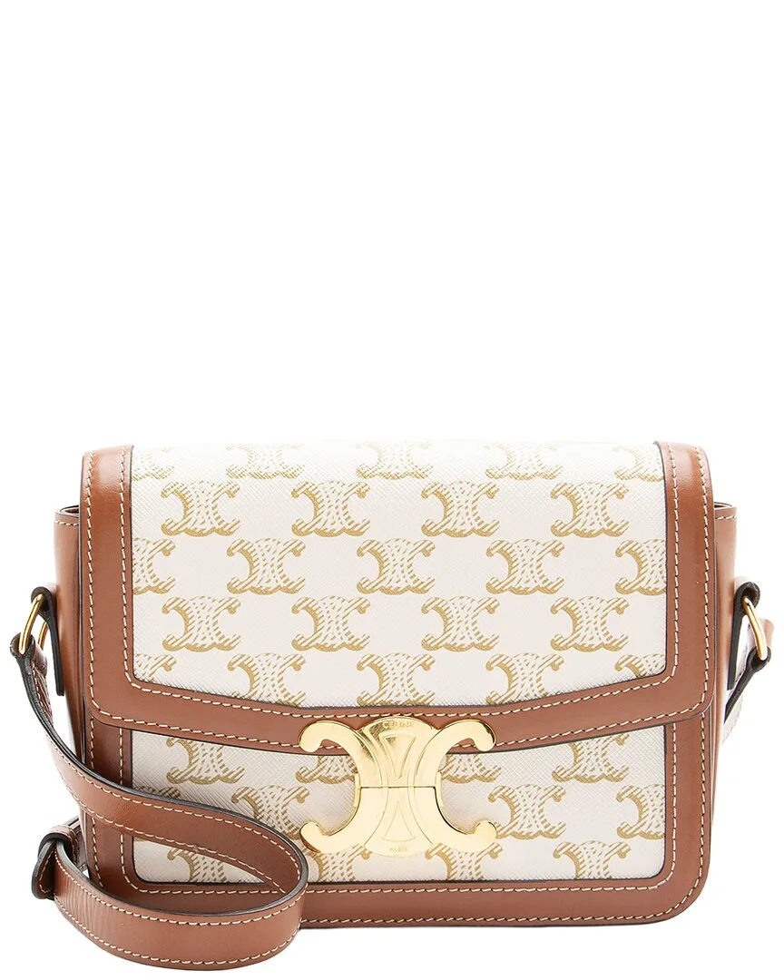 Brown & White Calfskin & Coated Canvas Teen Shoulder Bag (authentic Pre-Loved) by Celine