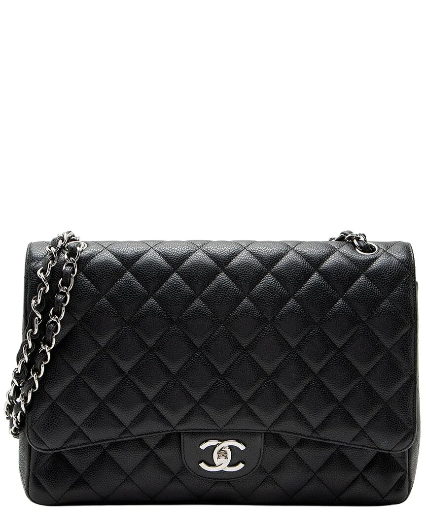 Black Quilted Caviar Leather Classic Maxi Double Flap Bag (authentic Pre-Loved) by CHANEL