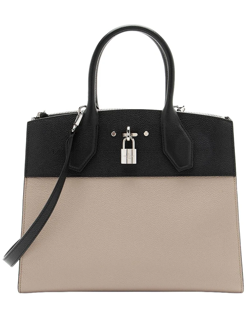 Beige, Black Calfskin City Steamer mm (authentic Pre-Loved) by Louis Vuitton