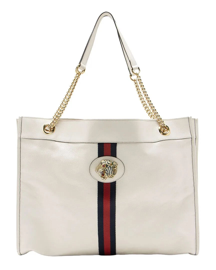 White Crystal, Leather & Nylon Rajah Large Tote (authentic Pre-Loved) by Gucci
