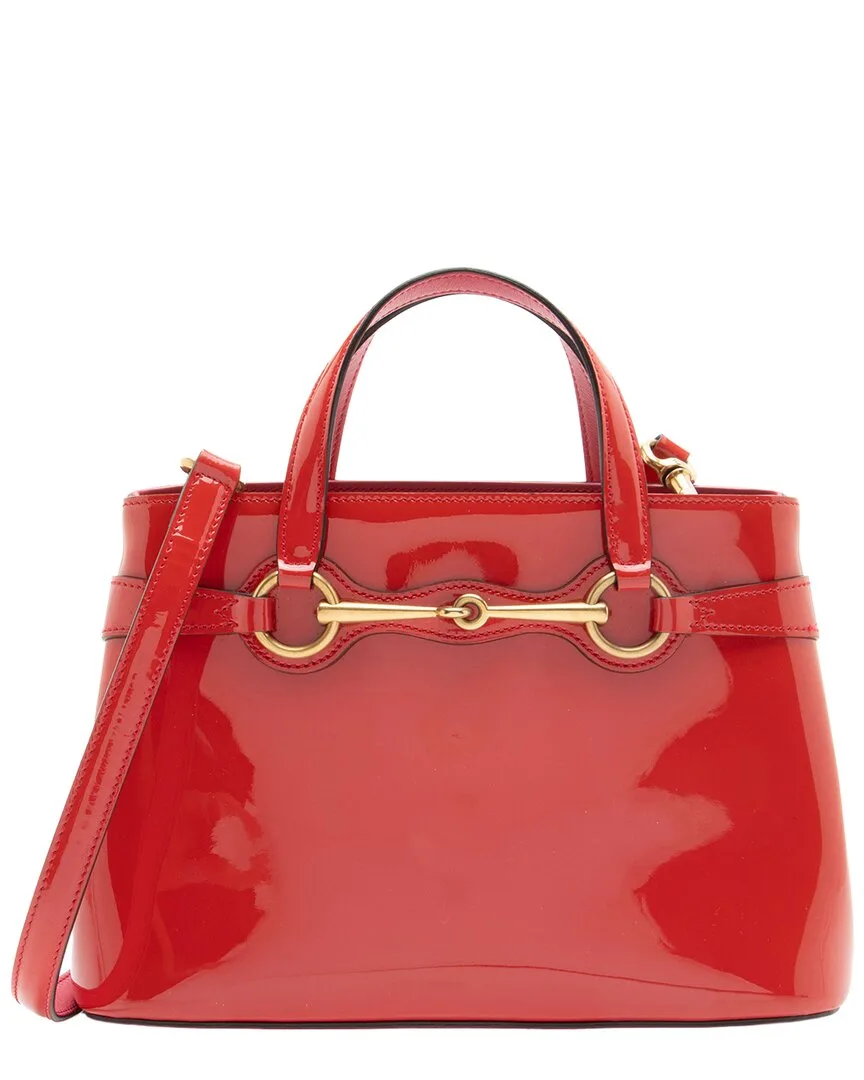 Red Patent Leather Bright Bit Small Tote (authentic Pre-Loved) by Gucci