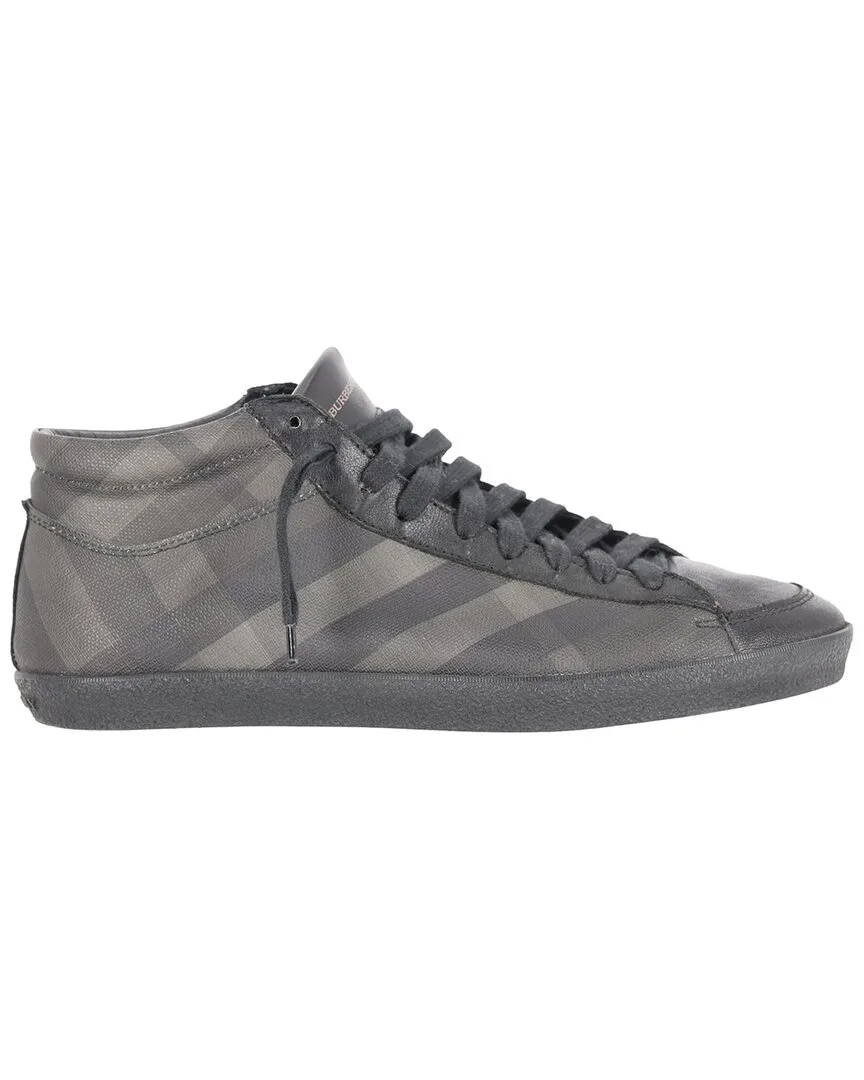 Coated/Waterproof Canvas Check-Print High-Top Sneaker (authentic Pre-Loved) by Burberry