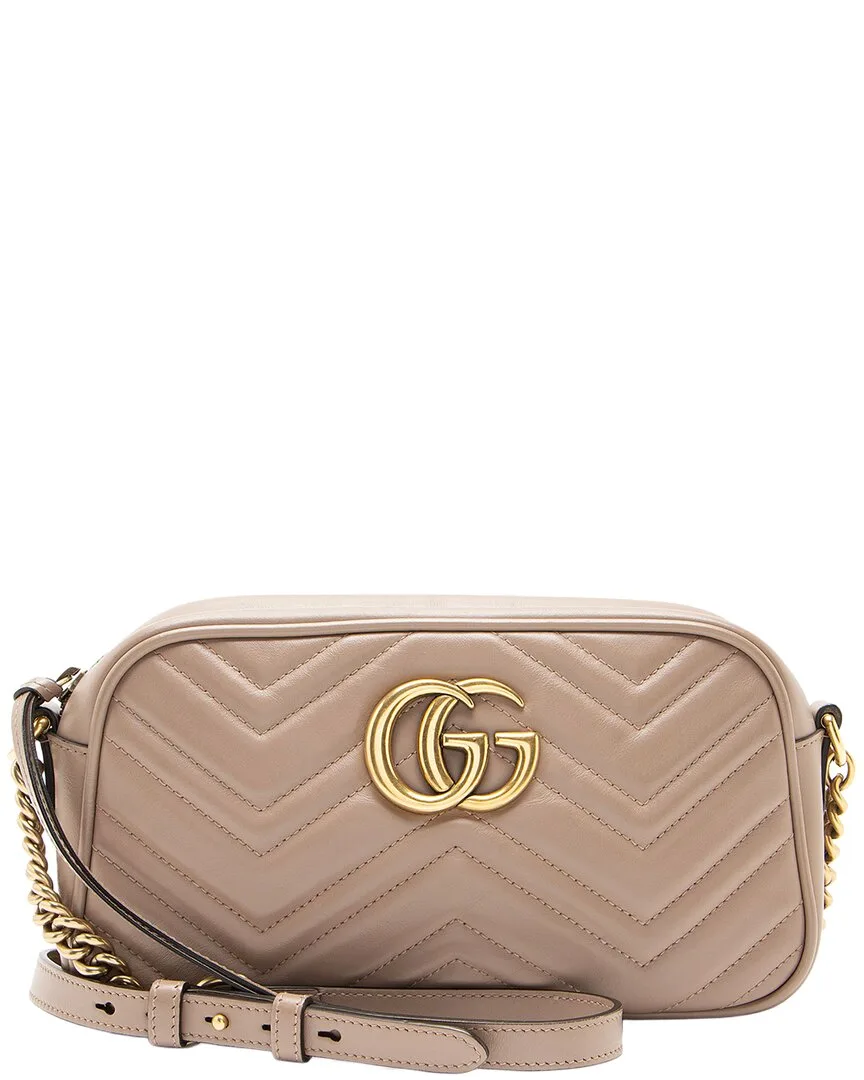 Beige Leather Gg Marmont Small Camera Bag (authentic Pre-Loved) by Gucci