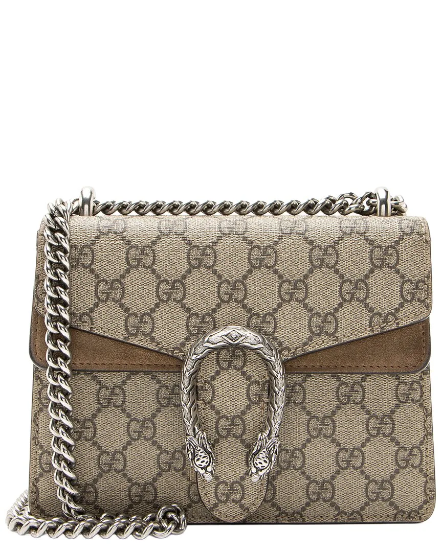 Beige & Brown Gg Supreme Canvas & Suede Dionysus Small Shoulder Bag (authentic Pre-Loved) by Gucci