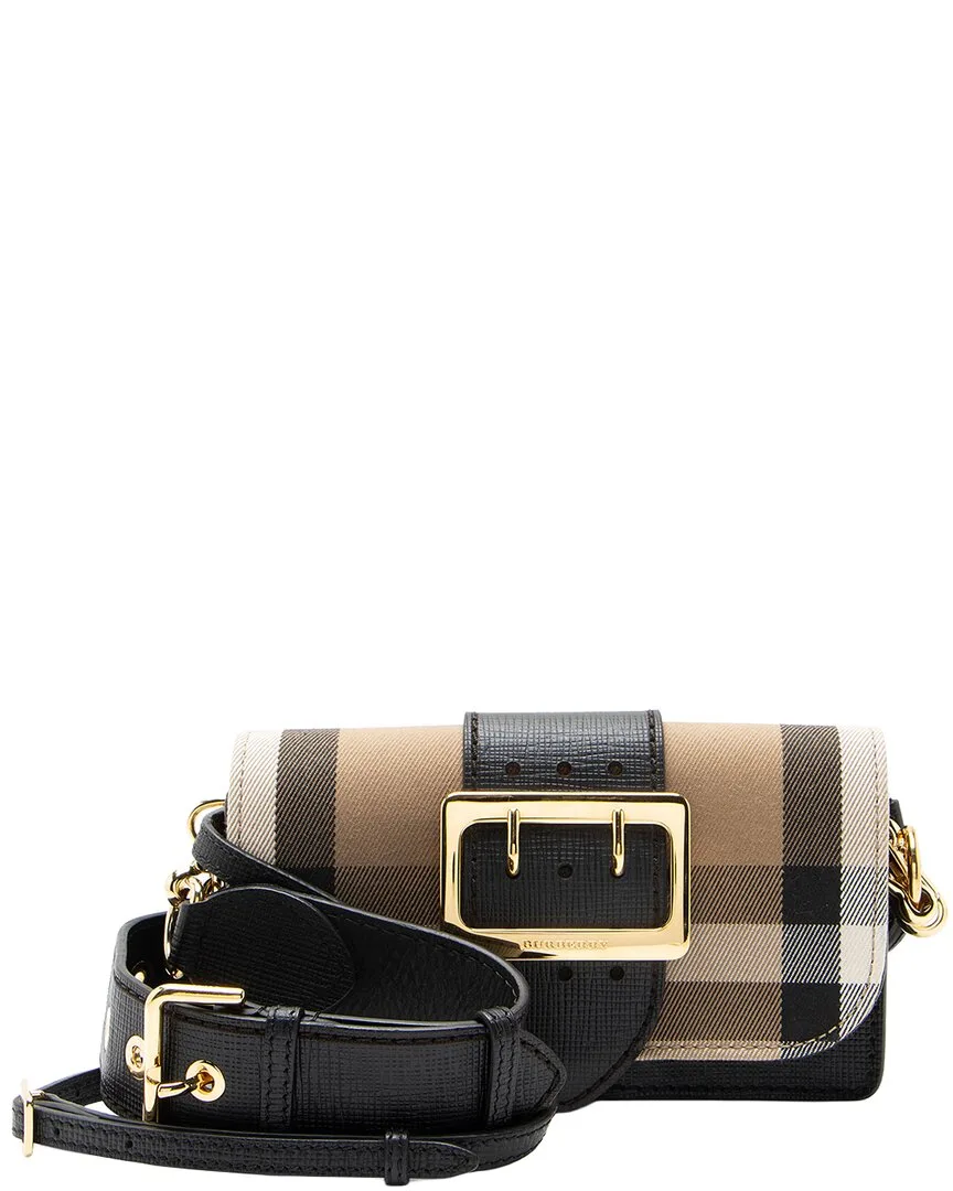 Canvas & Leather Madison Buckle Small Shoulder Bag (authentic Pre-Loved)