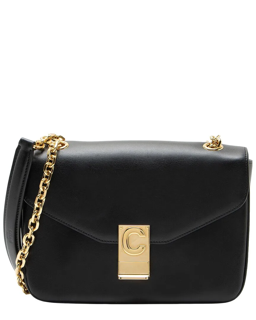 Black Leather C Medium Shoulder Bag (authentic Pre-Loved) by Celine