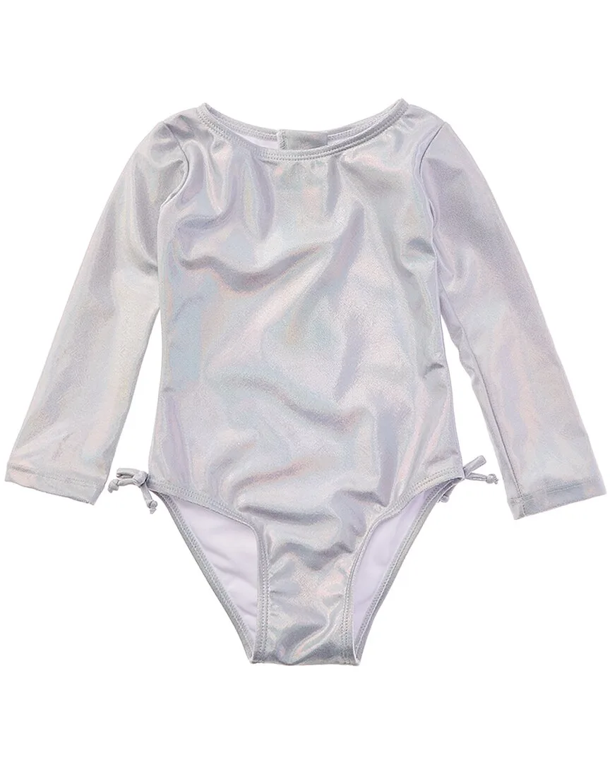 One Piece Shimmer Silver Swimsuit by Flap Happy
