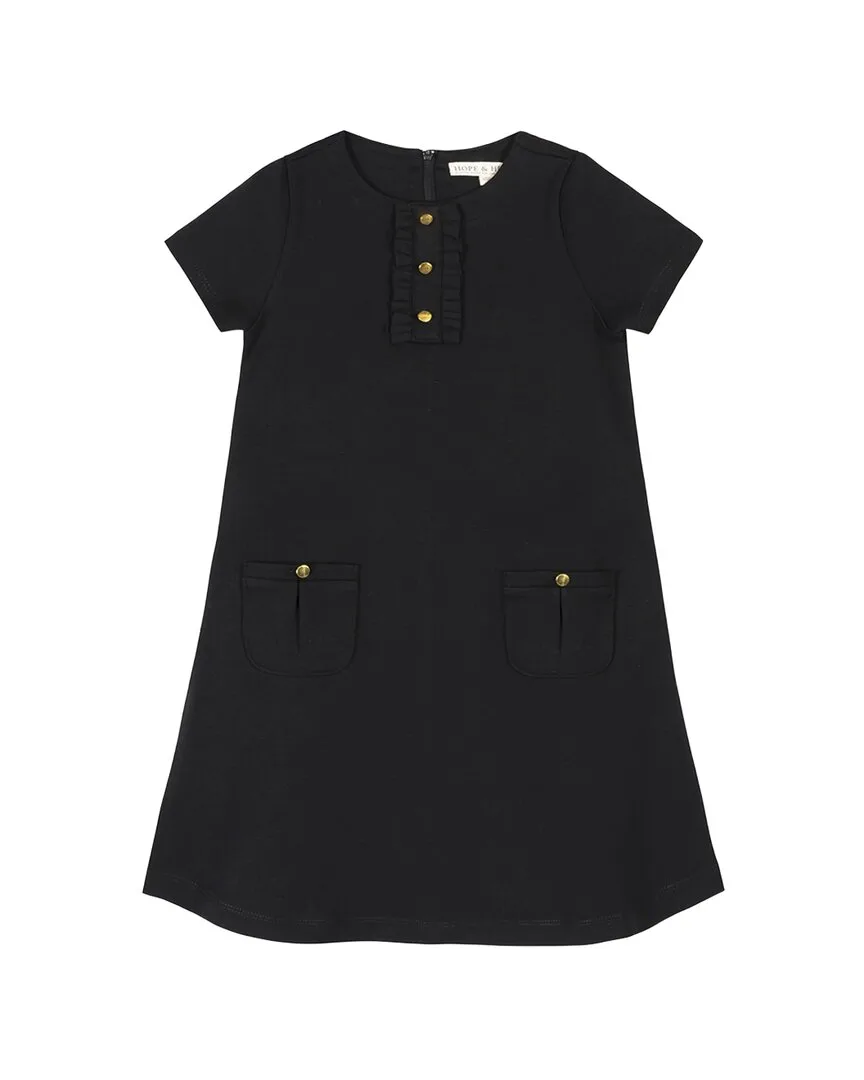 Ponte A-Line Ruffle Placket Dress by Hope & Henry