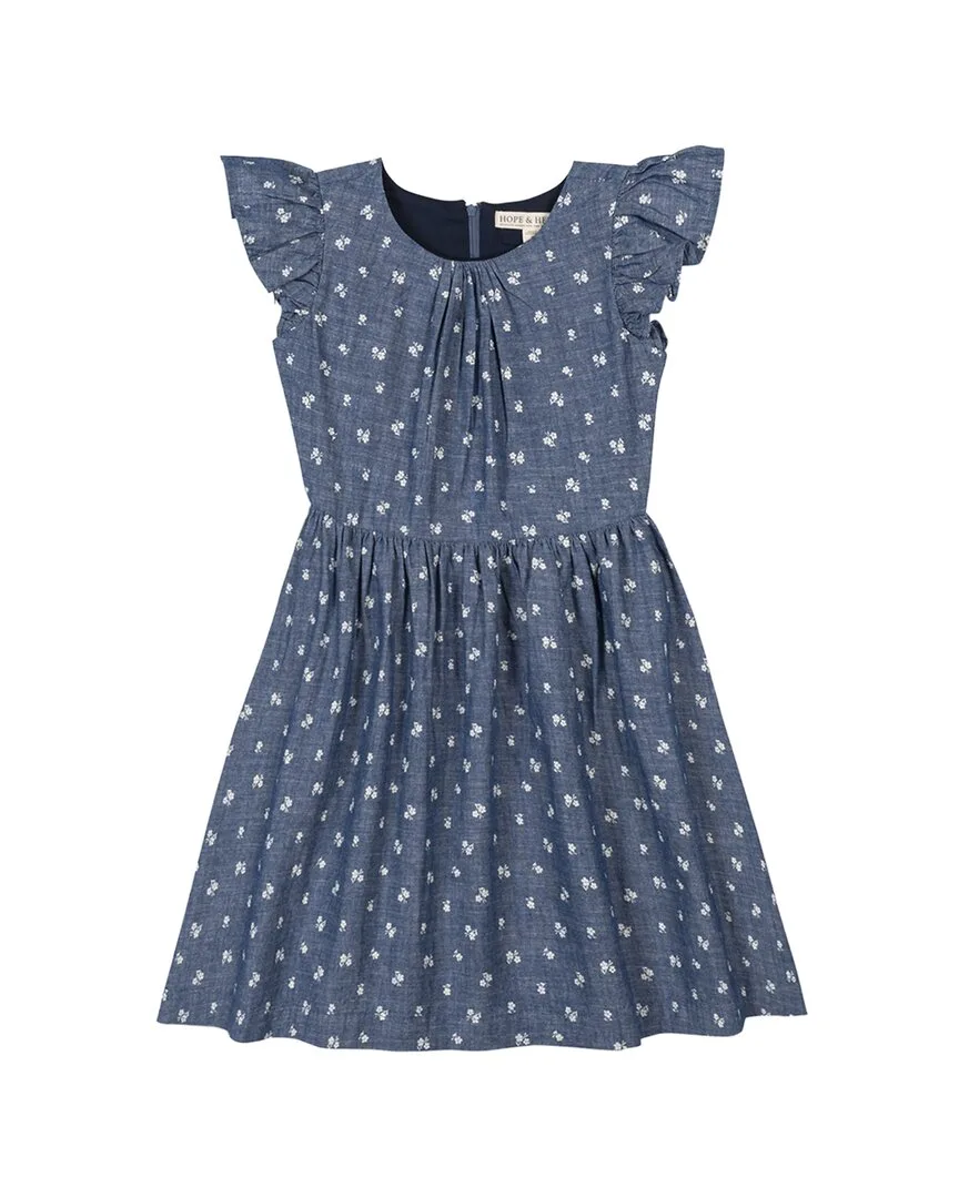 Organic Ruffle Sleeve Chambray Skater by Hope & Henry