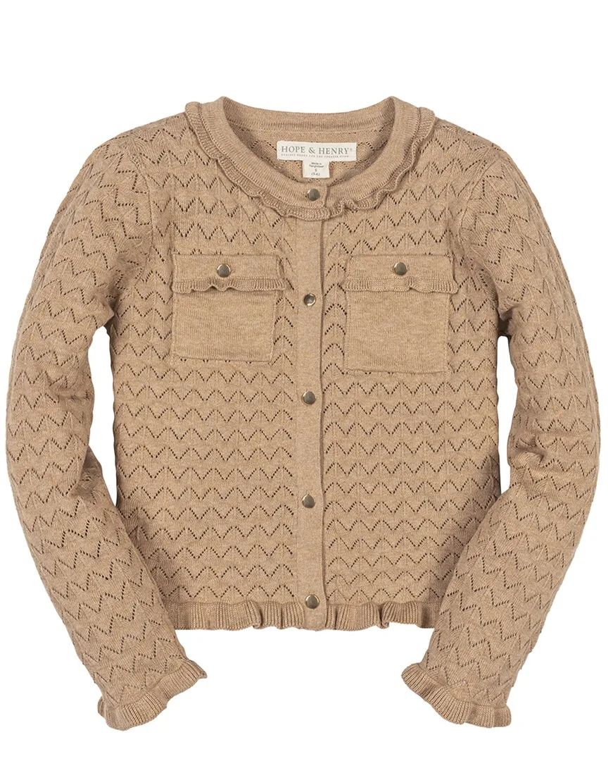 Organic Ruffle Trim Pointelle Cardigan by Hope & Henry