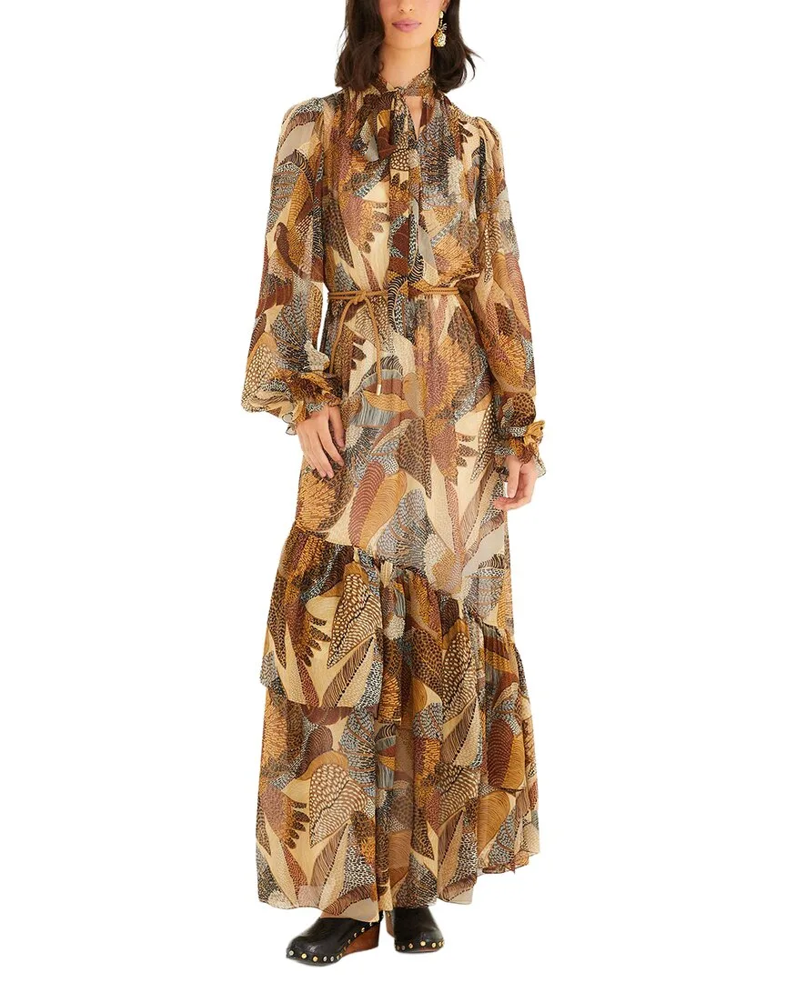 Dotted Macaws Cream Long Sleeve Maxi Dress by FARM Rio