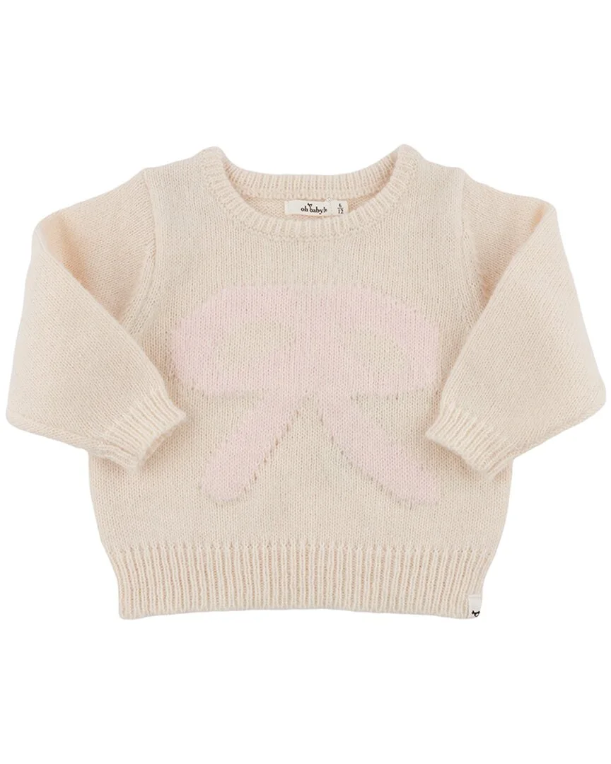 Baby Pink Bow Crew Neck Sweater by Oh Baby
