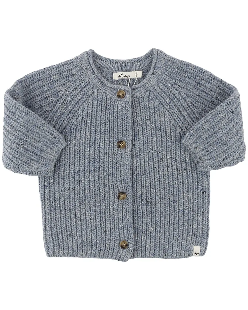 Speckle Knit Grandpa Roll Neck Cardigan by Oh Baby