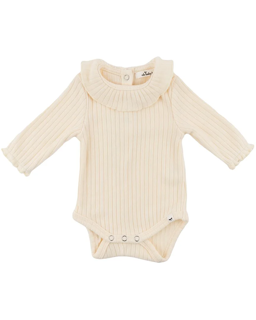 Wide Rib Fuzzy Sweater Knit Ruffle Neck Onesie by Oh Baby