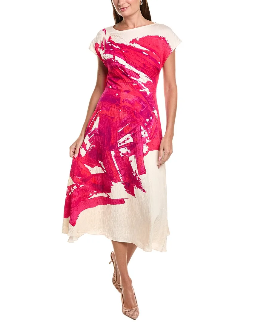 Crinkle Cap Sleeve Place Print A-Line Dress by Teri Jon