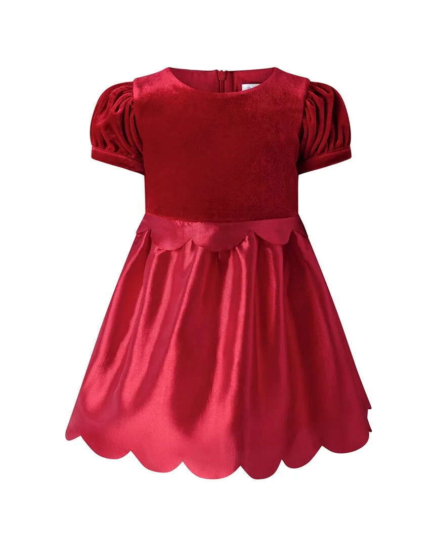 Red Taffeta Scalloped Dress by Rachel Riley