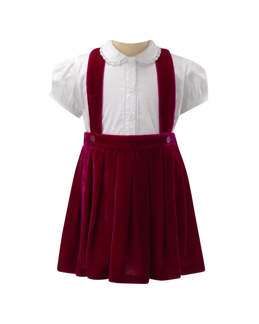 Eloise Pink Silk Velvet Pinafore Set by Rachel Riley