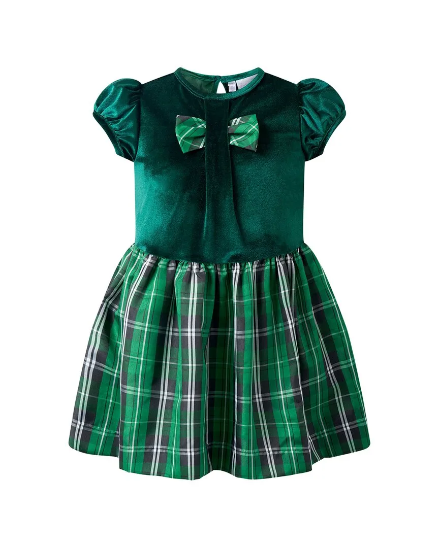 Green Velvet Check Party Dress by Rachel Riley