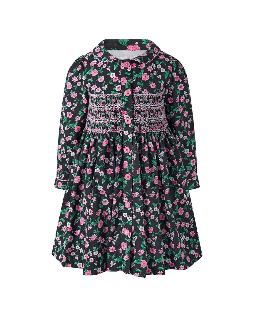 Floral Smocked Button Front Dress by Rachel Riley