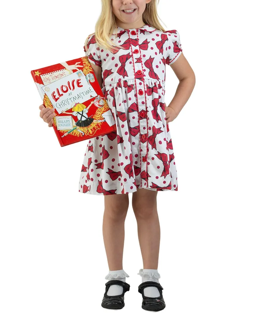 Eloise Red Bow Button-Front Dress by Rachel Riley