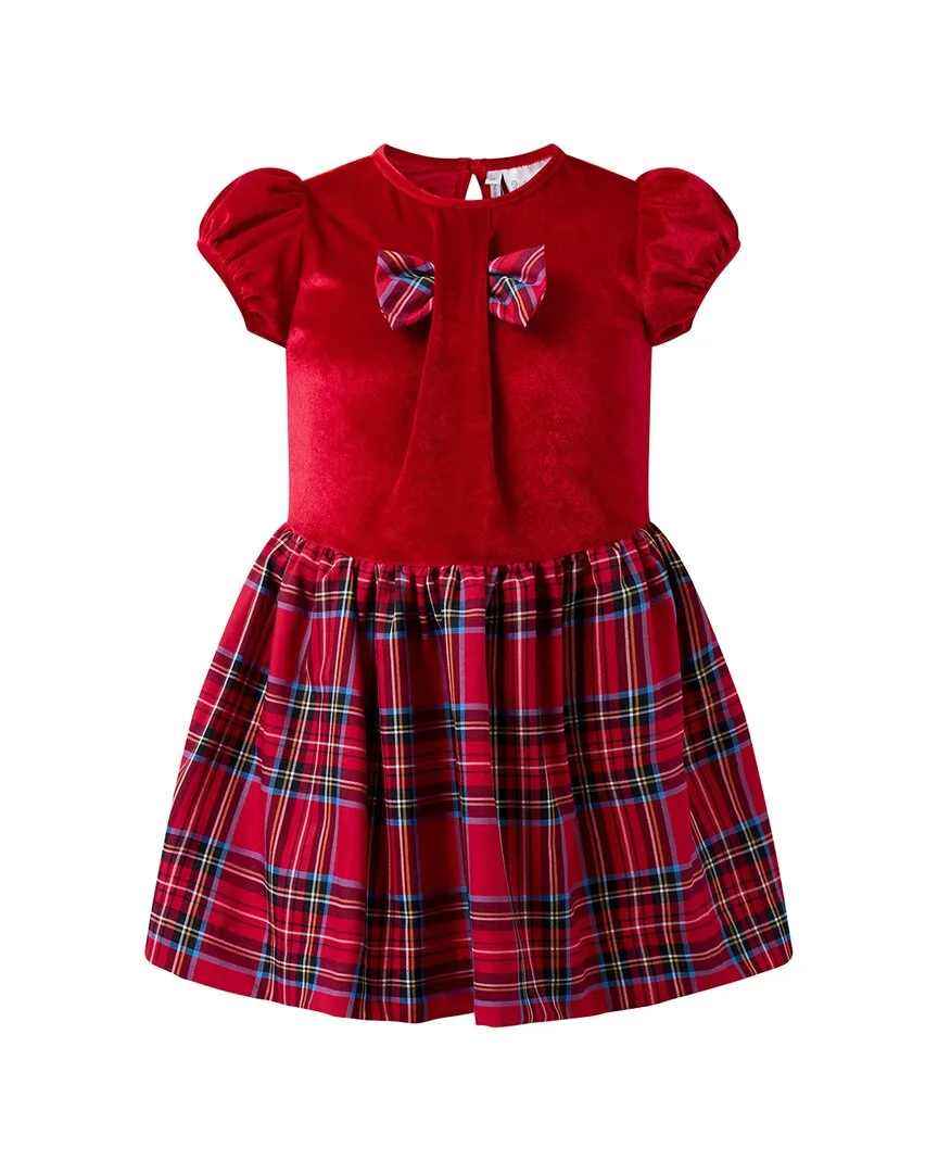Red Velvet Check Party Dress by Rachel Riley