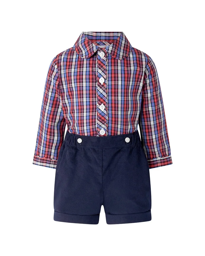 Check Shirt and Cord Short Set by Rachel Riley