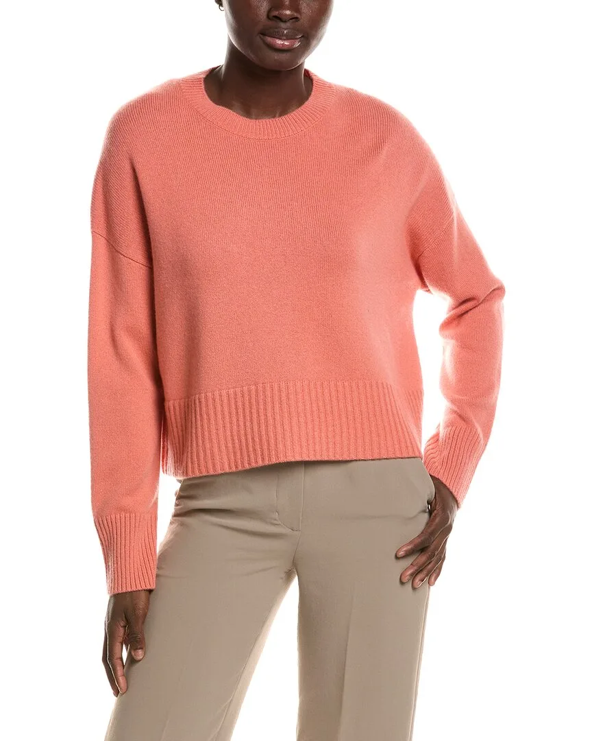 Crewneck Cropped 100% Cashmere Sweater by Lafayette 148 New York