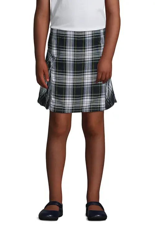 School Uniform Slim Side Pleat Plaid Skort Above Knee by Lands' End