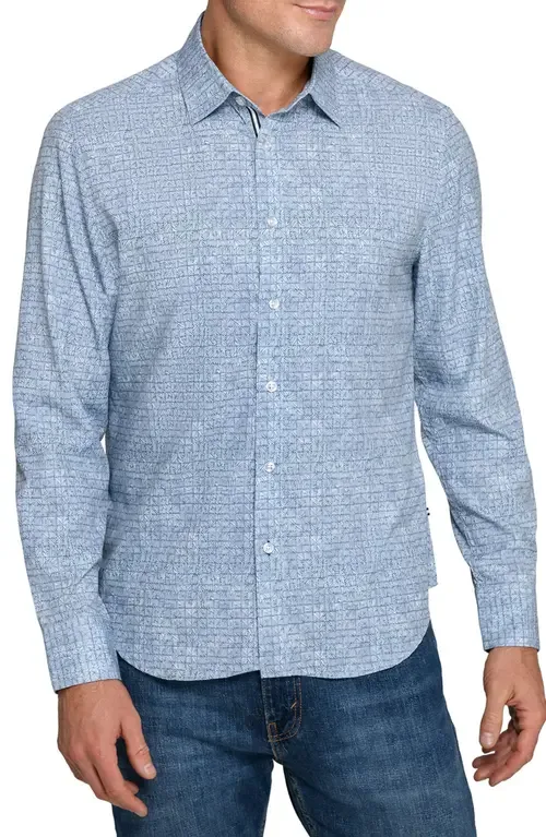 Diagonal Squares Print Woven Long Sleeve Basic by Brooklyn Brigade