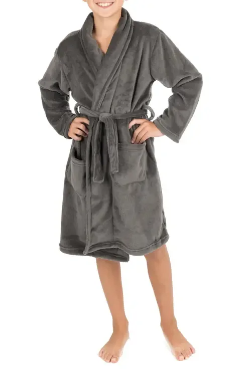 Fleece Robe, Shawl Collar, Solid Colors by Leveret