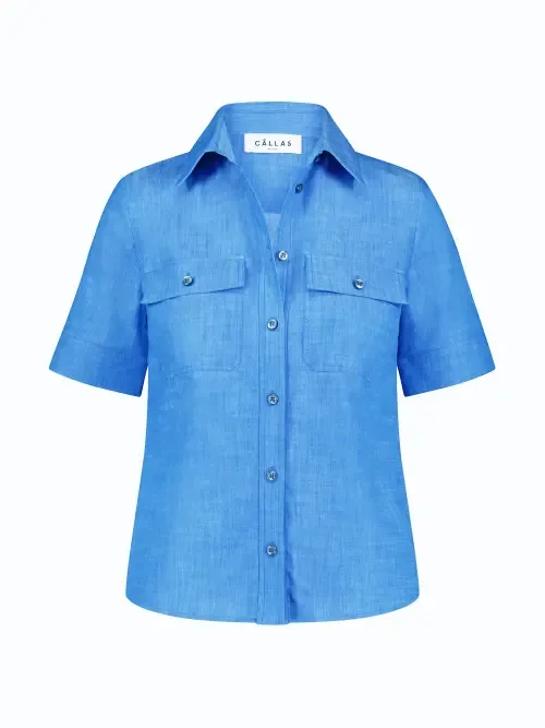 Vesper Stretch Denim Poplin Shirt by Callas Milano