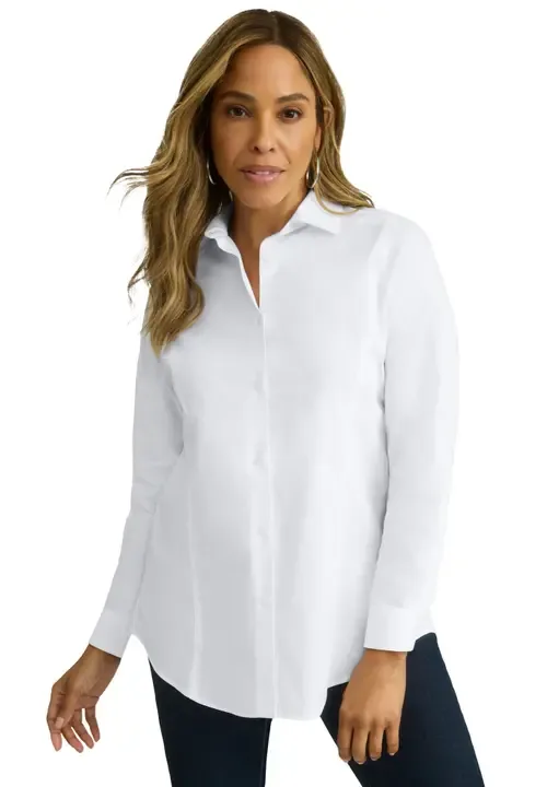 Stretch Cotton Poplin Button Down Shirt