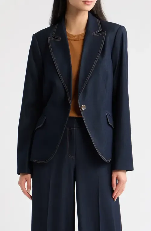 One-Button Denim Jacket by Tahari ASL