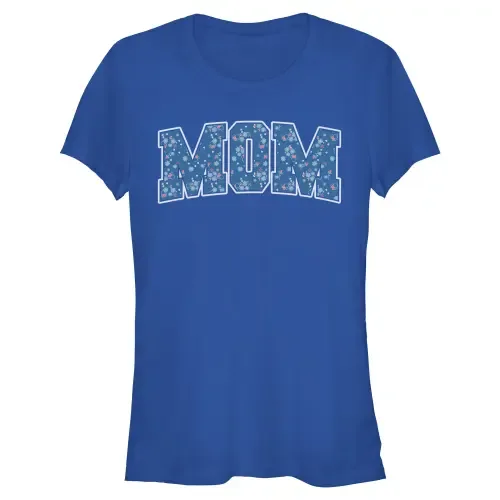 Mom Collegiate Flower Pattern Short Sleeve Graphic T-Shirt by Minnie Mouse