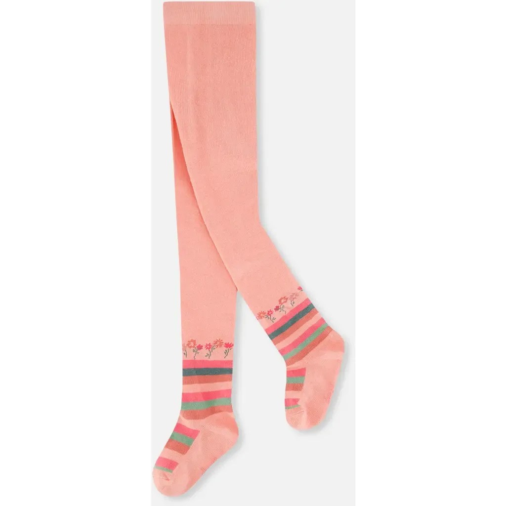 Knitted Floral Stripe Ankle Tights by Deux par Deux