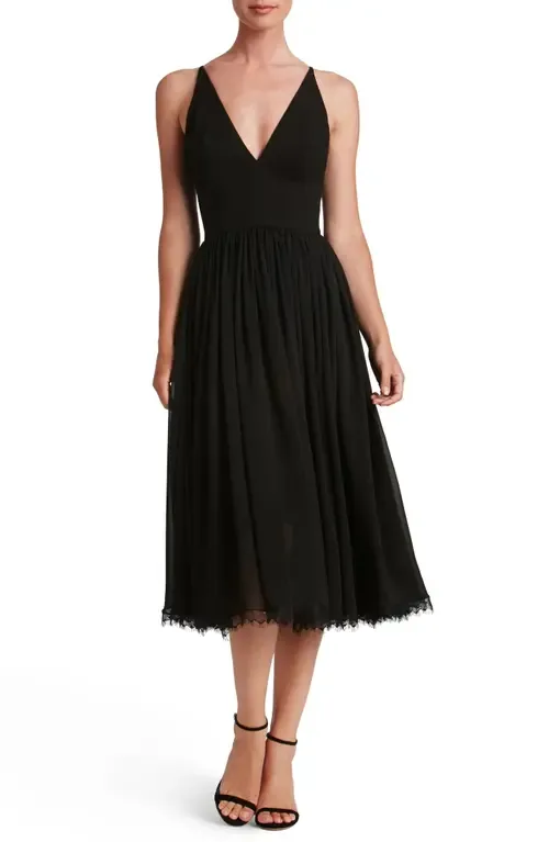 Alicia Mixed Media Midi Dress by Dress the Population